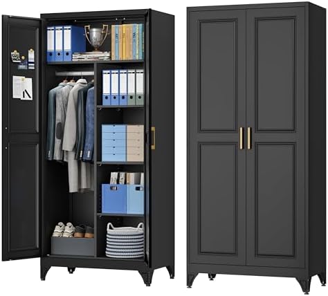 UNICOLY Metal Wardrobe Storage Cabinet,71" Armoire Wardrobe Closet