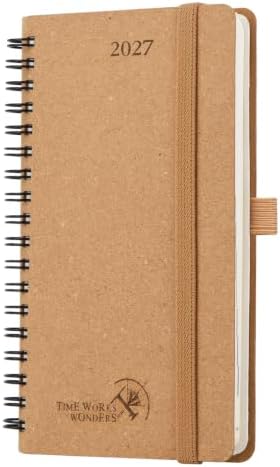 POPRUN 2027 Recycled Pocket Planner (Slim Size 3.5'' x 6.5'') Calendar Book