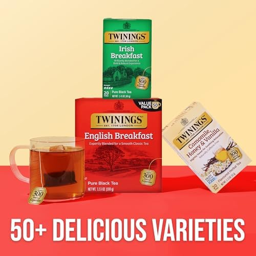 Twinings English Breakfast Black Tea Bags, 50 CT Box (6 Pack)