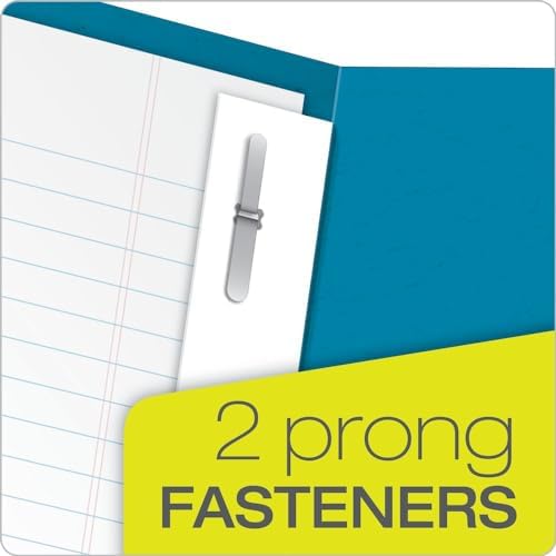 Oxford Two-Pocket Folders w/Fasteners, Light Blue, Letter Size, 25 per Box (57701)