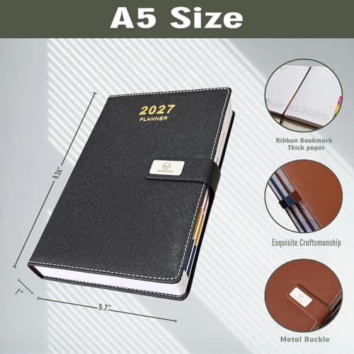 2027 Daily Planner – One Page Per Day, 12-Month Calendar Book(Jan–Dec 2027)