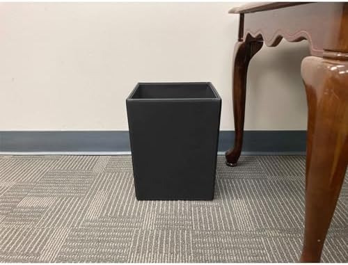 Dacasso Bonded Leather Waste Basket - Luxury Waste Basket (Black, 14 QT)