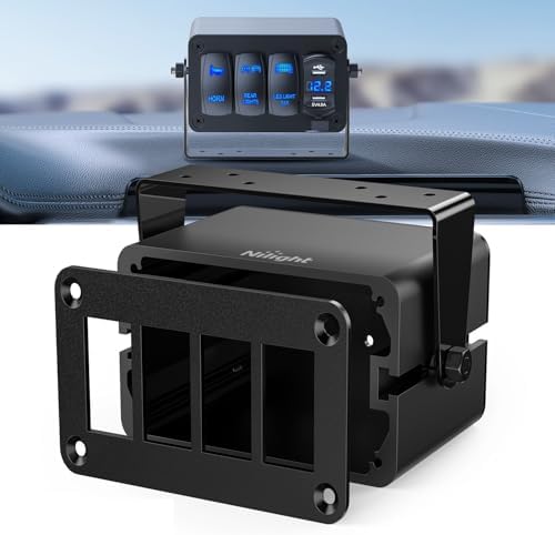 Nilight 4 Gang Rocker Switch Box Detachable Housing 4 Holes Aluminum Panel