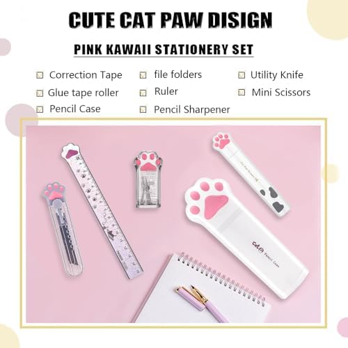 9Pcs Cute School Supplies, Cute Stationery,Includs Pencil Sharpener