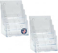 Azar Displays 252376-2PK Four Tier, Four Pocket Letter Brochure File Holder for Flyer, Office Supplies, Paper Document or Magazines, Clear Organizer for Wall and Counter Desktop Stand, 8.5" x 11" (2-Pack)