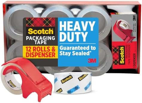 Scotch Heavy Duty Shipping Packaging Tape, 1.88" x 54.6 yd, 3" Core, Clear