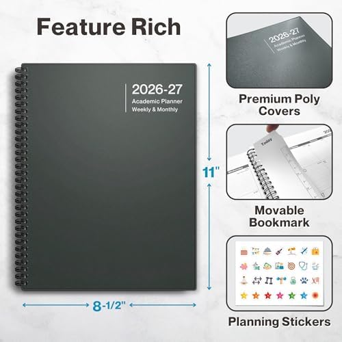 Dunwell 2026-2027 Planner 8.5x11, Weekly Monthly Academic Calendar