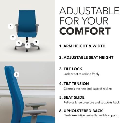HON Ignition 2.0 Ergonomic Office Chair, Lumbar Support, Peacock