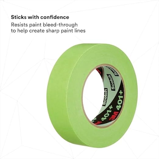 3M 401+ 2" x 60yd High Performance Masking Tape - 2" x 60 Yards Roll, Crepe Paper, Green