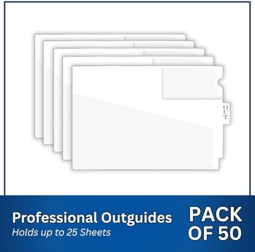 Doctor Stuff - Center Tab Vinyl Outguides, Diagonal Cut Front Pocket, Top Charge Out Slip Pocket, Plastic File Folder, Letter Size 9" x 13-1/4", White, 50/Box