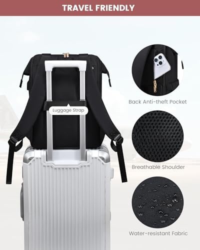 LOVEVOOK 17.3 Inch Laptop Backpack for Women, Large Capacity Travel Backpack with Organizer Bag, Waterproof Carry on Backpack Work Bag with USB Port, Teacher Nurse Backpack Purse, 2PCS