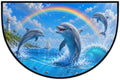 Cute Ocean Dolphins Summer Half Round Door Mat, Non-Slip Welcome Indoor Entrance Way Rug Semi Circle Front Doormats Washable Bathroom Kitchen Floor Mat, Outdoor Rugs for Garage, Patio, Hearth Rug,B-1
