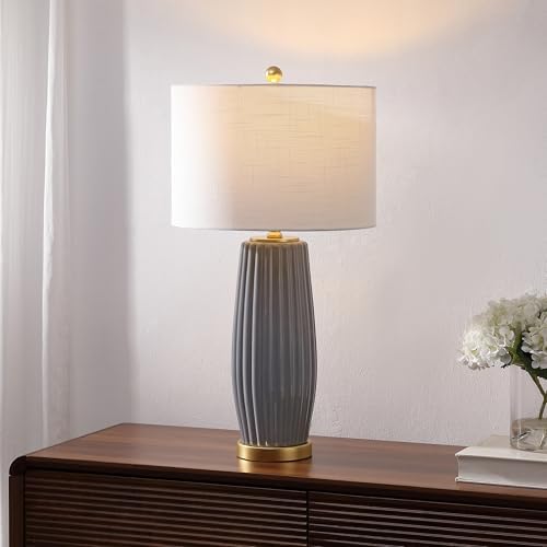 JONATHAN Y Roman Table Lamp 28.5" Modern Ceramic for Living Room, Gray
