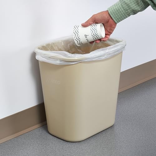 Winco 14 5/8" Beige Plastic Waste Basket for Home and Office