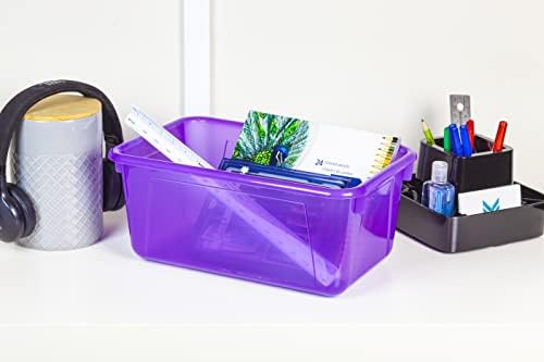 Storex Small Cubby Bins – Plastic Storage Containers for Classroom, 12.2 x 7.8 x 5.1 inches, Candy Violet, 5-Pack (62478A05C)
