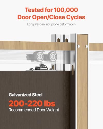 VEVOR Pocket Door Frame Kit, for 48-72 in Wide 80 in High Door, Pocket Door Kit with Two-Way Soft Close Mechanism, Slide Smoothly Quietly, Easy to Install, Wood and Galvanized Steel, for Living Room