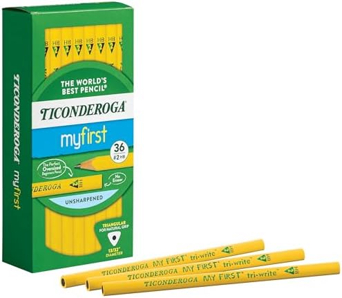 Ticonderoga My First Tri-Write Wood-Cased Pencils, Unsharpened