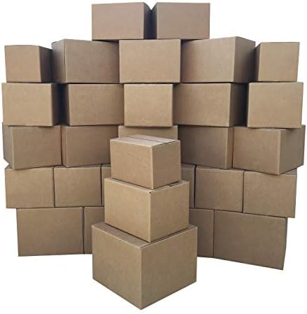 Amazon Basics Cardboard Moving Boxes in Small, Medium and Large Sizes (Assorted), Pack of 30, Brown