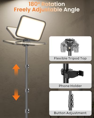 Torjim 11 Inch Video Light Kit for Creators-24W High Brightness Studio Lights with Tripod Stand & Phone Holder & Remote, Adjustable Photography Lighting for Clearer YouTube Streaming Home Studio
