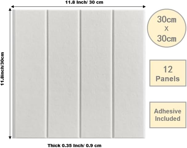 12-Pack White Felt Wall Tiles(11.8'' x 11.8'' Each), 36'' x 48'' Large Cork Board Alternative, Self-Adhesive Bulletin Pin Board for Office Home Kitchen Photos & Memos-Slat