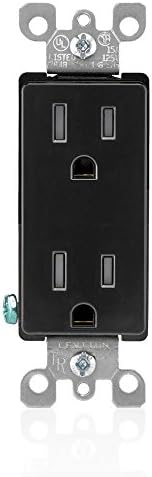 Leviton 15 Amp Decora Tamper-Resistant Duplex Electrical Wall Outlet, T5325-E, Black