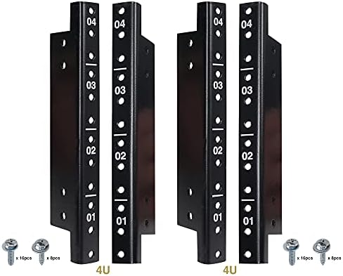 Sound Town 4-Pack 4U Steel Rack Rails with Black Powder Coated Finish and Screws (ST-RR-04UX2)