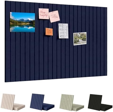 Large Felt Bulletin Board with Self-Adhesive | 6 Pack 36"x24" Cork Board Alternative | Notice Boards with 35 Pushpins, Secure and Easy to Install, Home Office Decor Classroom Decor - Navy Blue