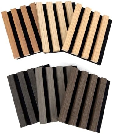 Art3d Soundproof Wood Slat Wall Panel, 6 x 4.7 in, 6 Sample Packs, 6 Colors