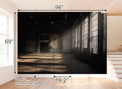 Wall Mural Peel and Stick Sunlight throuh Windows an Old Abandoned Industrial Warehouse Large Wallpaper Self Adhesive Contact Paper Removable 3D Wall Sticker for Living Room Bedroom 69"x96"