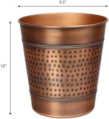 happimess Riley 2 Gal Hammered Steel Bin 10" H, Antique Copper, Set of 2