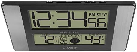 La Crosse Technology 513-1417AL-INT Atomic Clock w Outdoor Temp, Grey/Black