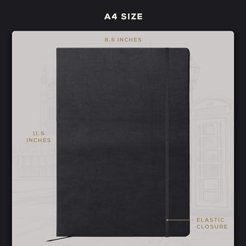 BEECHMORE BOOKS A4 8.5x11.5 Lined Leather Journal For Men 120 GSM, Gift Box