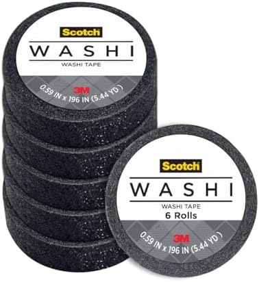 Scotch Expressions Glitter Tape, 0.59 " x 196 ", Black, 6 Rolls (C514-BLK)