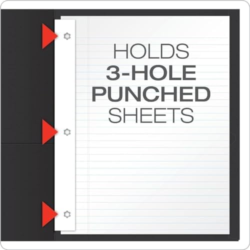 Oxford Two-Pocket Folders w/Fasteners, Black, Letter Size, 25 per Box (57706)
