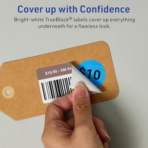 Avery TrueBlock Matte White Rectangle Labels, Sure Feed Technology, 1" x 2", 1,200 Matte White Labels, Print-to-The-Edge, Laser/Inkjet Printable, Great for Packaging and Product Merchandising