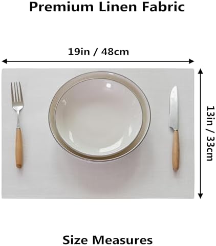 Demetex White Placemats Set of 4 Heat Resistant Cloth Place Mats Linen Dining Table Mats for Wedding Party Decorations, Pure White