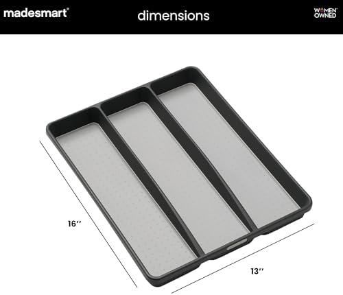 madesmart Classic 3 Compartment Utensil Tray, Granite