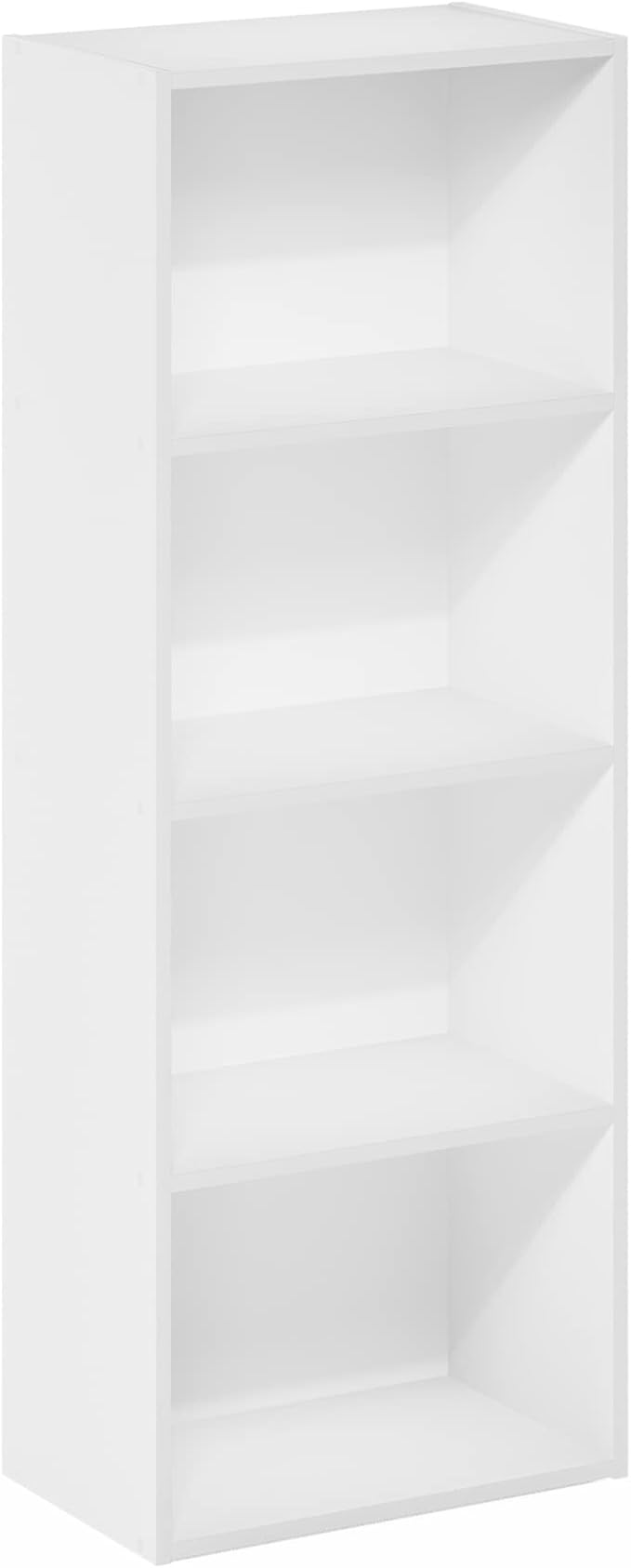 Furinno LUDER 4-Tier Book Shelf, Open Shelves Bookshelf, White | 9 x 15.6 x 41.7, Closed Back, Modern Bookcase, for Living Room, Bedroom, Home Office