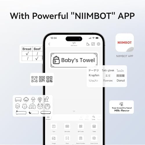 NIIMBOT B1 Label Maker Machine with 3 Tapes, 2Inch Thermal Label Printer