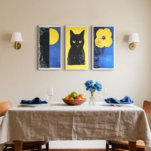 UMIACOUSTICS 3 Pcs 0.7Inch Thick Art Acoustic Panels, Decorative Acoustical Wall Panels, Sound Absorbing Art Panels for Home, Office, Hotel, Moonward-Felis