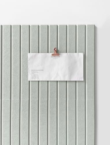 Slated Felt Bulletin Board Tiles | Cork Board Alternative for Walls | Wall Panels for Office & Home Decor | Aesthetic Pinboard & Photo Board | 12-Pack (11.8" x 11.8") with Adhesive | Mint