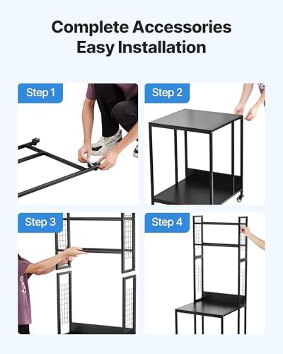 VEVOR 3D Printer Filament Storage Rack, 4-Tier 3D Printer Stand with Filament Storage, Spools Holder Racks Cart with Wheels, Filaments Organzied for 3D Printing Station, Office, Workshop (Shelf Only)