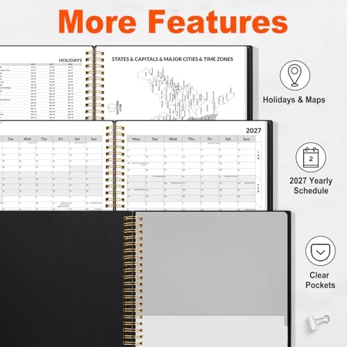 SUNEE 2026-2027 Appointment Book, Quarter-Hourly, Weekly & Monthly - from July 2026 to June 2027, 6.4"x8.3" Academic Planner, Flexible Cover, Note Pages, Bookmark, Spiral Binding, Abstract
