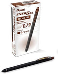 Pentel EnerGel Kuro Liquid Gel Pen, (0.7mm) Medium line, Brown Ink, 12 Pack (BL437R1-E)