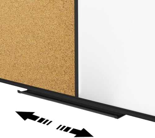 XBoard Magnetic White Board and Cork Board Combo 48" x 36", Black Aluminum Frame