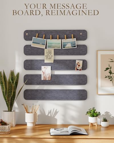 JBER Felt Strip Board 13" x 2", 5 Pack Cork Board Alternative, Dark Gray