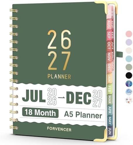 Jul 2026 - Dec 2027 Planner, Forvencer 18 Month Planner 2026-2027, 6" x 8"