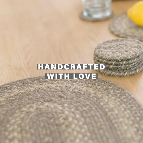 Homespice Grey Cloud Jute Braided Placemats, Oval 13x19 Set of 6