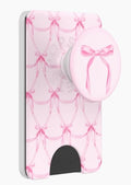 PopSockets Phone Wallet for MagSafe with Grip- Satin Bow Blush | PopWallet, Holds 3 Cards, Magnetic, Removable, Secure, Bow, Phone, Women