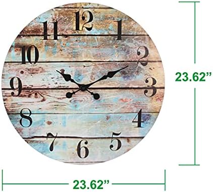 Stonebriar Vintage Farmhouse Wooden 23 Inch Round Battery Operated Hanging Wall Clock